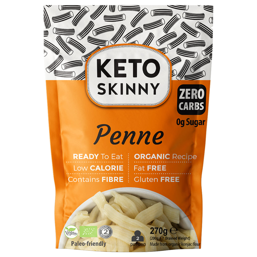Keto Skinny Penne (Pack of 6, 270g) - Made from Gluten Free Organic Konjac Flour - Keto Paleo Diet and Vegan Food - Zero Sugar, Shirataki, Less Carbohydrate & Low Calorie Food
