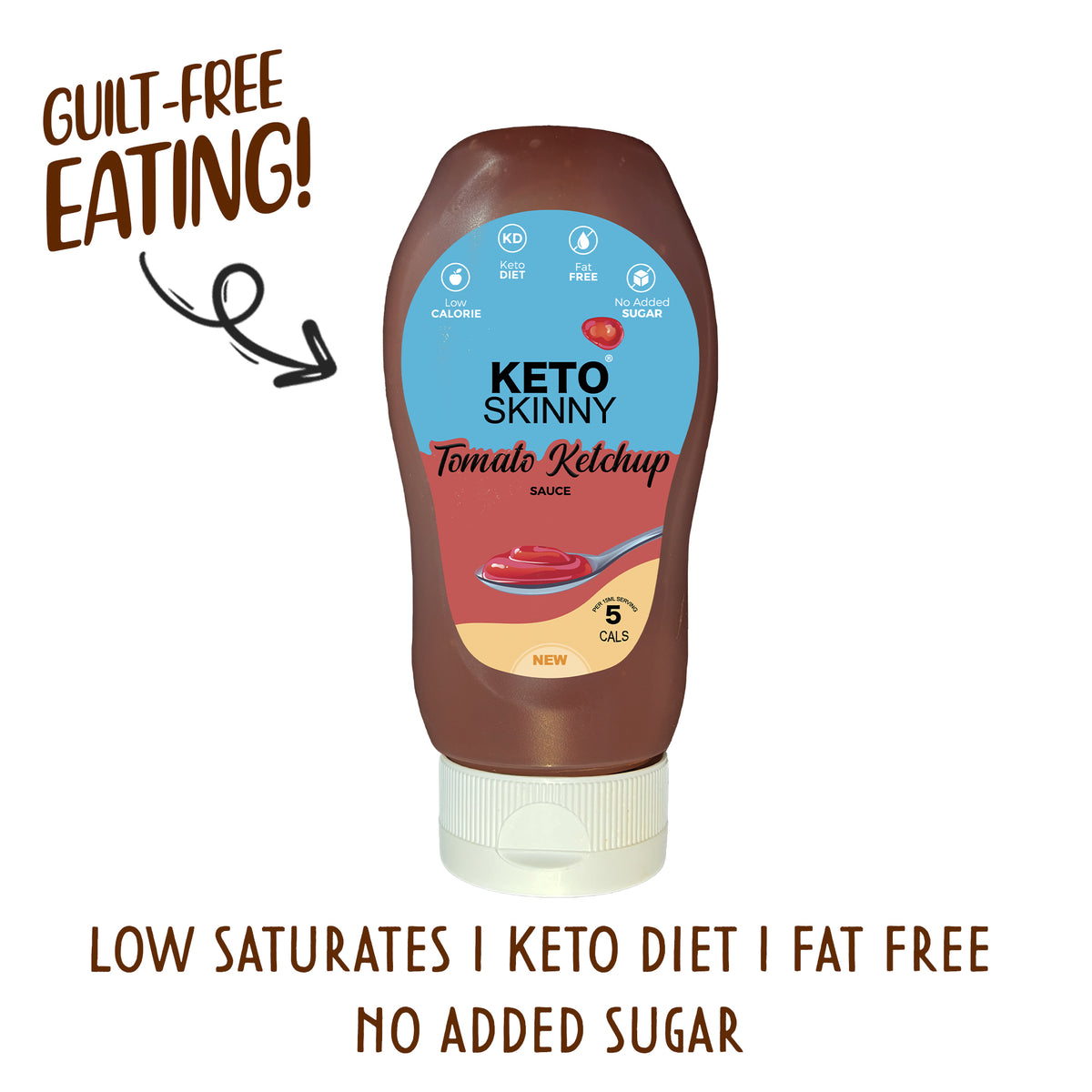 Keto Skinny Tomato Ketchup Sauce 300ml - 100% Natural Organic Gluten Free Sauce with 0g Of Carbohydrates - No Added Sugar All Purpose Sauce Suitable for Vegans Keto Diet
