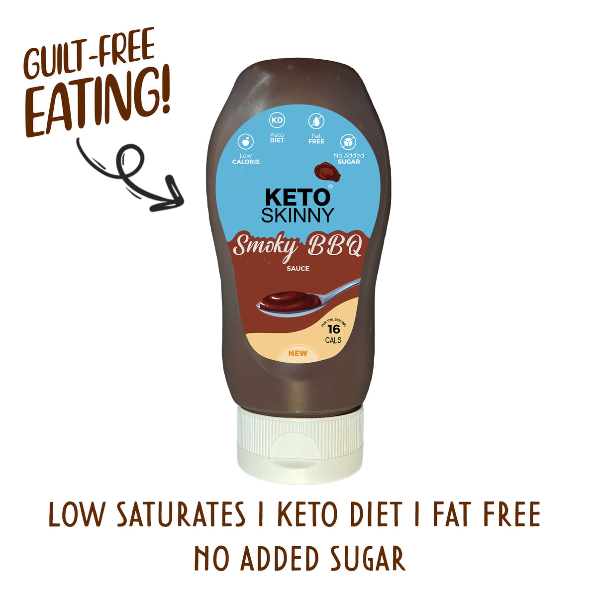 Keto Skinny Smokey BBQ Sauce 300ml - 100% Natural Keto Paleo Diet Low Carb & Vegan Friendly - All Purpose Barbecue Sauce Gluten Free Fat Free