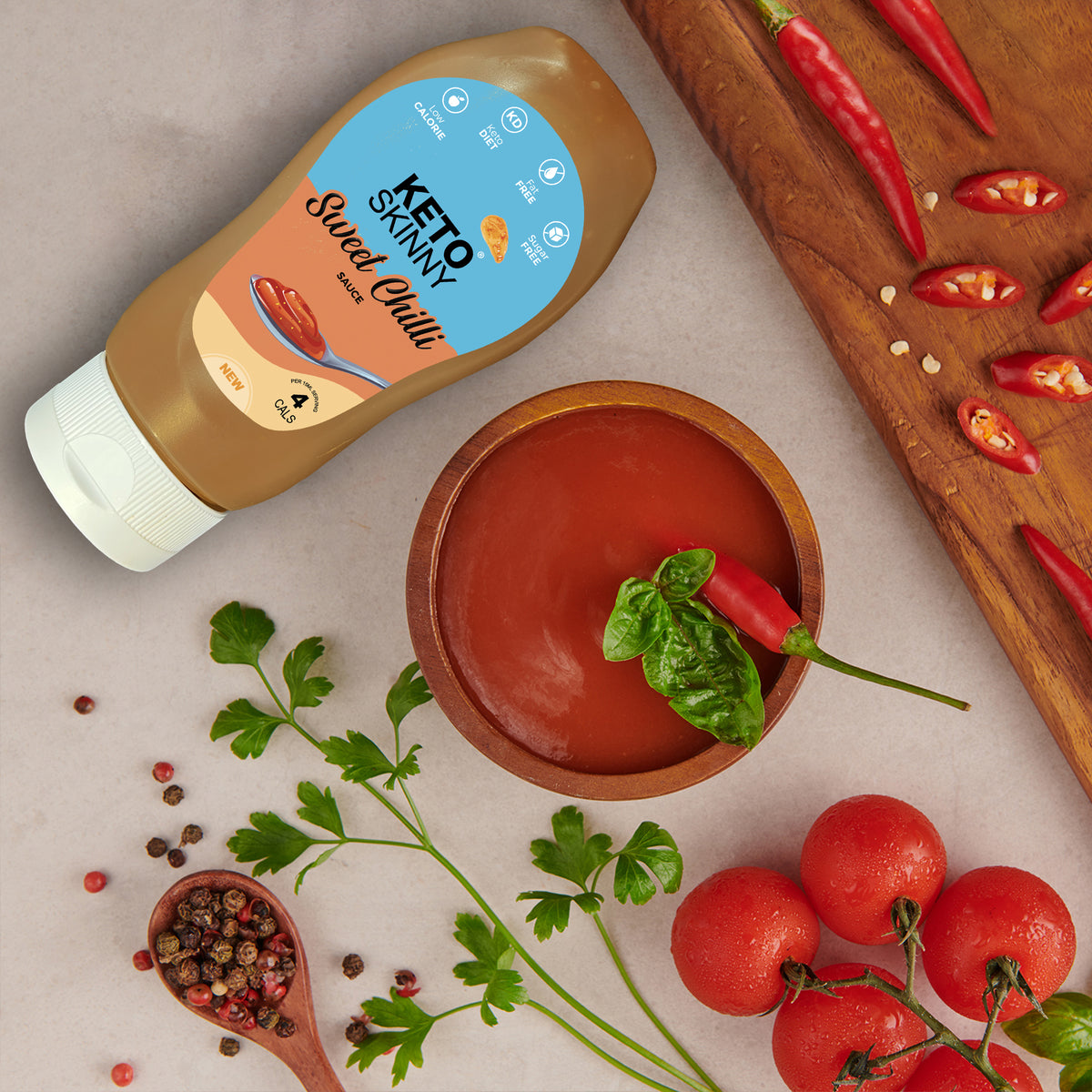 Keto Skinny Sweet Chilli Sauce 300ml -100% Natural Everyday Chilli Sauce Gluten Free Vegan - No Artificial Flavours Zero Calorie Sugar Free Keto Diet Sauce