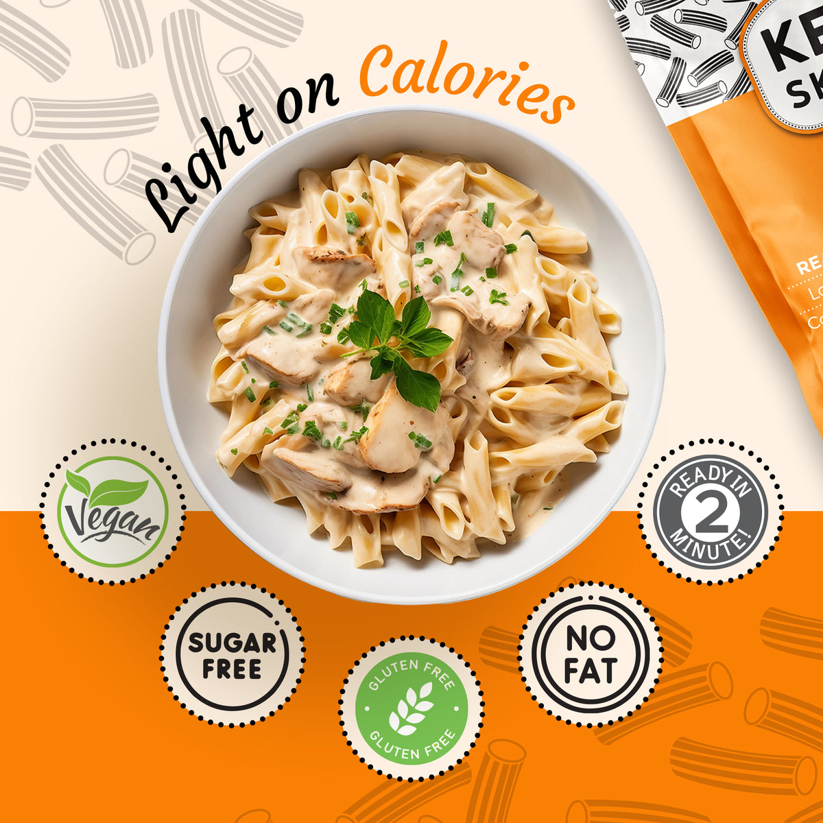 Keto Skinny Penne (Pack of 6, 270g) - Made from Gluten Free Organic Konjac Flour - Keto Paleo Diet and Vegan Food - Zero Sugar, Shirataki, Less Carbohydrate & Low Calorie Food